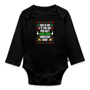 Trop chaud pour les pulls moches Noël - Body Bébé bio manches longues - noir - Devant