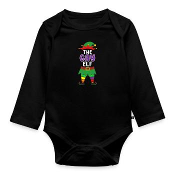 L’elfe gay gay noël gay - Body Bébé bio manches longues - noir - Devant