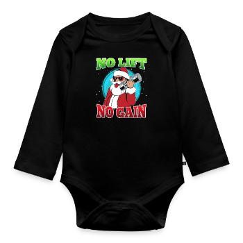 No Lift no Gain Nikolaus No Lift no Gift - Organic Longsleeve Baby Bodysuit - black - Front