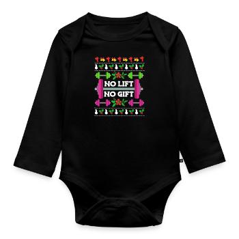 Weight Training Trainer No Lift no Gift Dumbbell - Organic Longsleeve Baby Bodysuit - black - Front