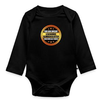 Inklusion Ich bin der legendäre Schulbegleiter - Baby Bio-Langarm-Body - Schwarz - Vorne