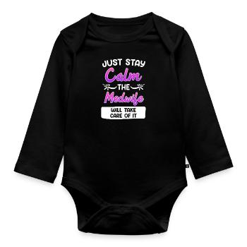 Restez calme la sage-femme régule la sage-femme - Body Bébé bio manches longues - noir - Devant
