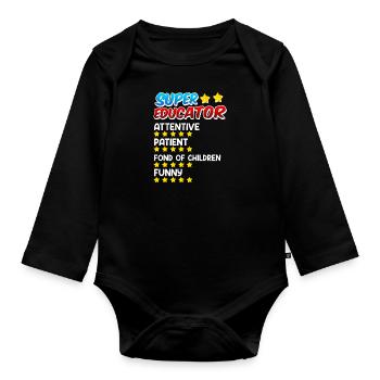 Definition of a Super Educator - Organic Longsleeve Baby Bodysuit - black - Front