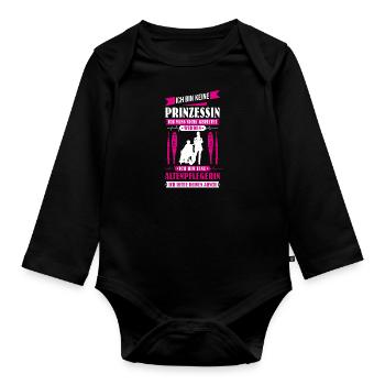 Ich bin keine Prinzessin ich bin Altenpflegerin - Baby Bio-Langarm-Body - Schwarz - Vorne