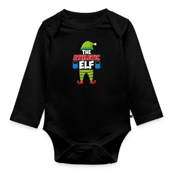 The Athletic Elf Weihnachten Leichtathletik - Baby Bio-Langarm-Body - Schwarz - Vorne