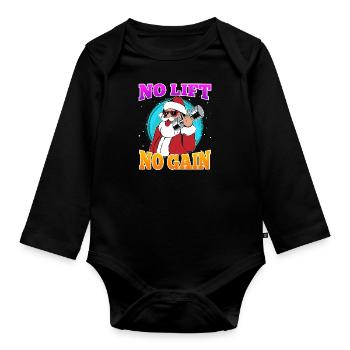No Lift no Gain Nikolaus No Lift no Gift - Organic Longsleeve Baby Bodysuit - black - Front