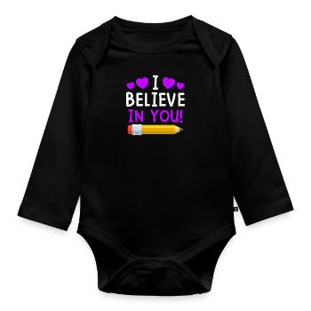 Lehrerin ich glaube an dich Lehrer - Baby Bio-Langarm-Body - Schwarz - Vorne
