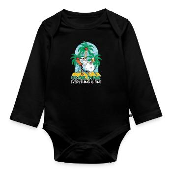Everything is fine Schneemann Sonnenliege - Baby Bio-Langarm-Body - Schwarz - Vorne