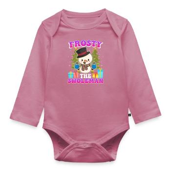 Frosty the Swoleman Snowman Musculation - Body Bébé bio manches longues - mauve - Devant