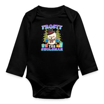 Frosty the Swoleman Snowman Weight Training - Organic Longsleeve Baby Bodysuit - black - Front