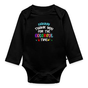 Merci beaucoup pour le temps coloré Merci assistante maternelle - Body Bébé bio manches longues - noir - Devant