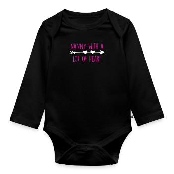 Nounou avec beaucoup de cœur meilleure assistante maternelle - Body Bébé bio manches longues - noir - Devant