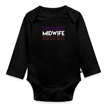 Sage-femme obstétricienne Doula - Body Bébé bio manches longues - noir - Devant