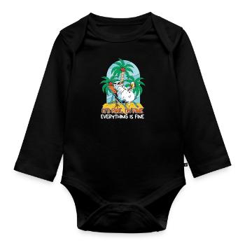 Everything is fine Schneemann Sonnenliege - Baby Bio-Langarm-Body - Schwarz - Vorne