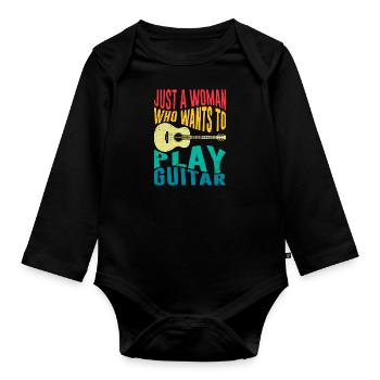 Musician Only a woman who likes to play guitar - Organic Longsleeve Baby Bodysuit - black - Front