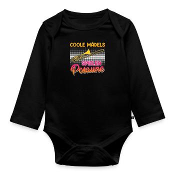 Musikerin Coole Mädchen spielen Posaune - Baby Bio-Langarm-Body - Schwarz - Vorne
