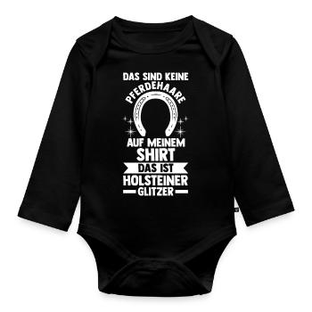 Pferd Reitsport Reiten Pferdesport Holsteiner - Baby Bio-Langarm-Body - Schwarz - Vorne