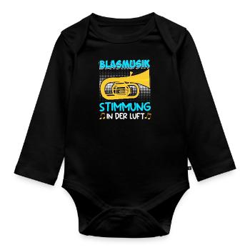 Tuba Trompete Stimmung in der Luft Blasmusik - Baby Bio-Langarm-Body - Schwarz - Vorne
