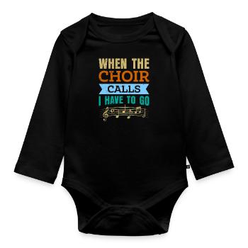 Wenn der Chor ruft muss ich los Musik Noten - Baby Bio-Langarm-Body - Schwarz - Vorne