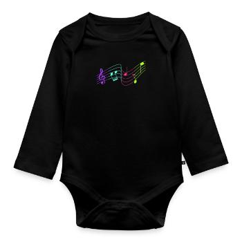 music lover i love singing music - Organic Longsleeve Baby Bodysuit - black - Front