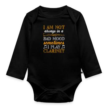 Pas toujours de mauvaise humeur, je joue de la clarinette - Body Bébé bio manches longues - noir - Devant