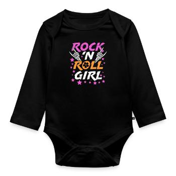 Ich bin ein Rock Mädchen Rock n Roll - Baby Bio-Langarm-Body - Schwarz - Vorne