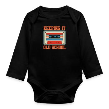 Keeping it old school cassette player cassettes - Organic Longsleeve Baby Bodysuit - black - Front