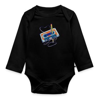 Lieder aufnehmen Radio Kassettenrecorder Kassette - Baby Bio-Langarm-Body - Schwarz - Vorne