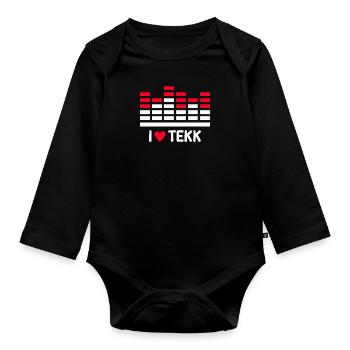 Club DJ Musique J'aime TEKK Techno - Body Bébé bio manches longues - noir - Devant