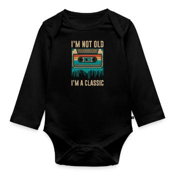 I'm not old I'm Classic Cassettes - Organic Longsleeve Baby Bodysuit - black - Front