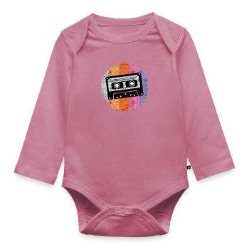 Radio enfants des années 90 Walkman cassettes - Body Bébé bio manches longues - mauve - Devant
