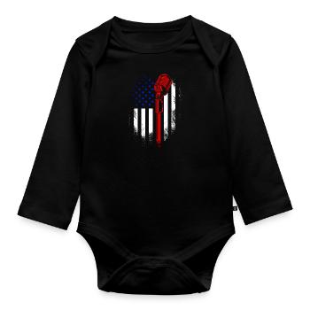 USA drapeau chanteur chanteur américain chantant - Body Bébé bio manches longues - noir - Devant
