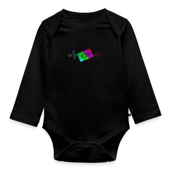 Walkman My heart beats for cassettes - Organic Longsleeve Baby Bodysuit - black - Front