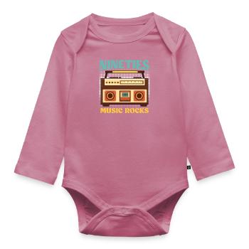 Nineties Musik rockt Ich bin aus den 90er - Baby Bio-Langarm-Body - Mauve - Vorne