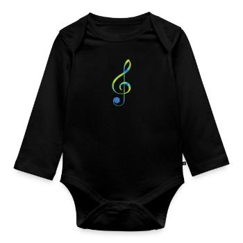 clef J’adore les partitions - Body Bébé bio manches longues - noir - Devant