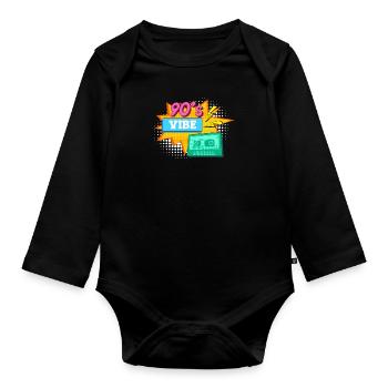 Music I have the vibe 90s - Organic Longsleeve Baby Bodysuit - black - Front