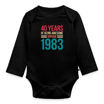 Légendaire depuis 40 ans 40ème anniversaire Vintag - Body Bébé bio manches longues - noir - Devant