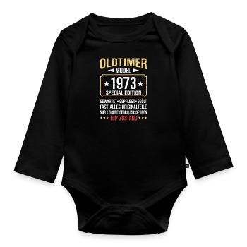 Oldtimer 1973 alle Teile original 50. Geburtstag - Baby Bio-Langarm-Body - Schwarz - Vorne