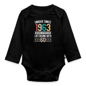 La vie commence à 60 ans 60e anniversaire - Body Bébé bio manches longues - noir - Devant