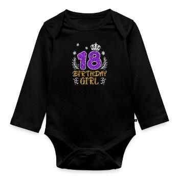 18 years girl 18th birthday - Organic Longsleeve Baby Bodysuit - black - Front