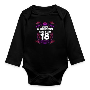 Girl 18 years 18th birthday - Organic Longsleeve Baby Bodysuit - black - Front