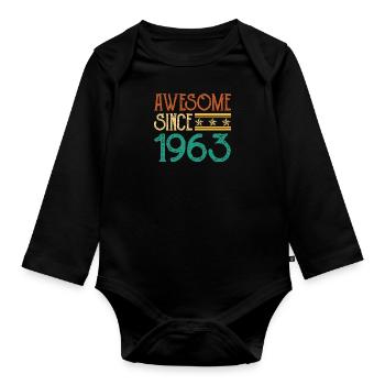 60e anniversaire 60 ans anniversaire incendie - Body Bébé bio manches longues - noir - Devant