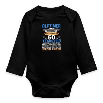 Oldtimer 60 Jahre alt 60. Geburtstag - Baby Bio-Langarm-Body - Schwarz - Vorne
