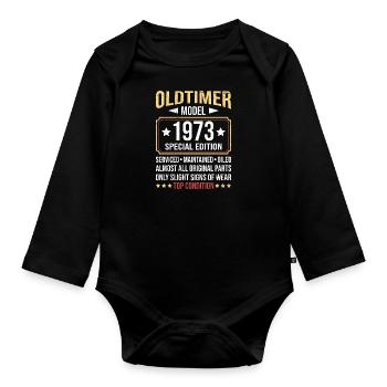 Oldtimer 1973 alle Teile original 50. Geburtstag - Baby Bio-Langarm-Body - Schwarz - Vorne