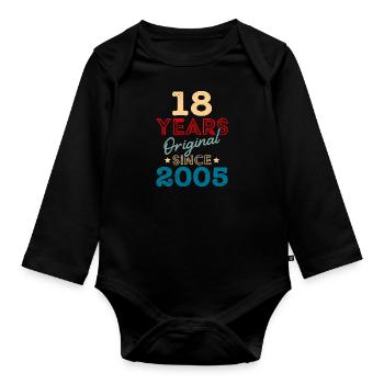 18th birthday 18 years - Organic Longsleeve Baby Bodysuit - black - Front