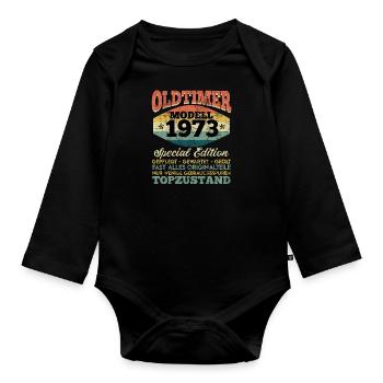 50. Geburtstag Oldtimer Modell 1973 50 Jahre - Baby Bio-Langarm-Body - Schwarz - Vorne