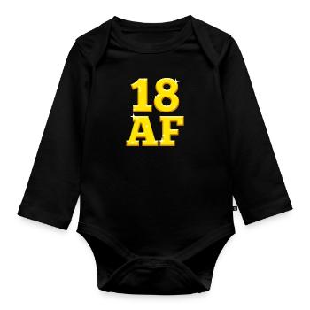 18 years - Organic Longsleeve Baby Bodysuit - black - Front