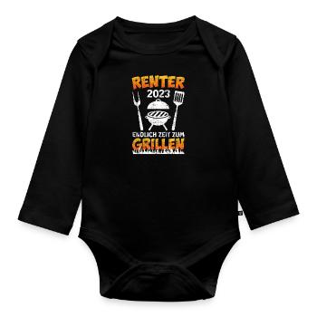 Rentner 2023 endlich zeit zum grillen - Baby Bio-Langarm-Body - Schwarz - Vorne