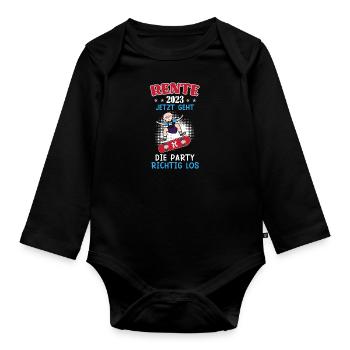 Rente 2023 jetzt geht die Party los - Baby Bio-Langarm-Body - Schwarz - Vorne
