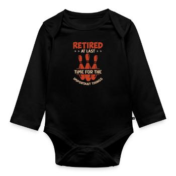 Rentner Bowling Pensionierung Renteneintritt - Baby Bio-Langarm-Body - Schwarz - Vorne